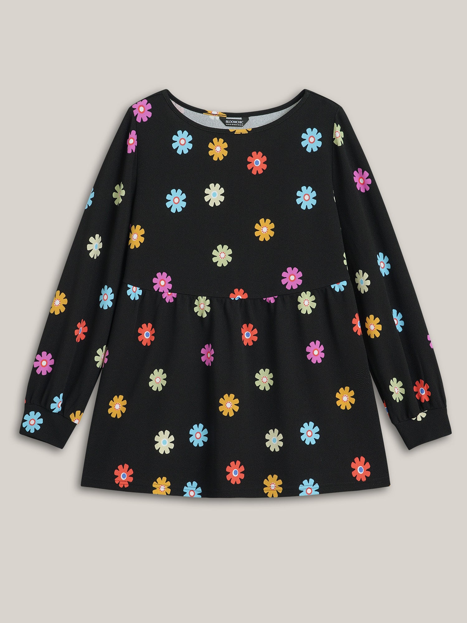 Multi-Color Floral Textured Stretchy Knit Top
