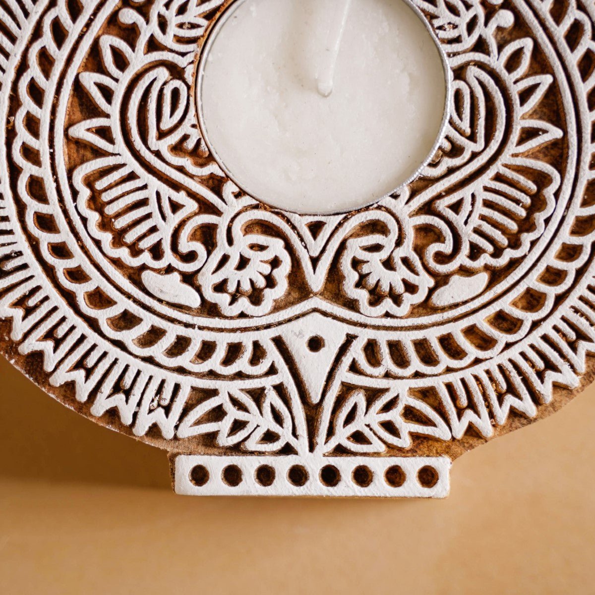 Wooden Block Decorative Candle Holder Set Of 2