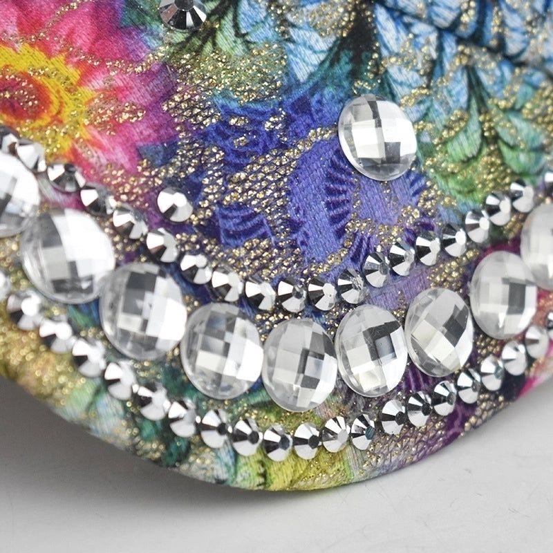 Women's Elegant Pastoral Flower Rhinestone Curved Eaves Baseball Cap