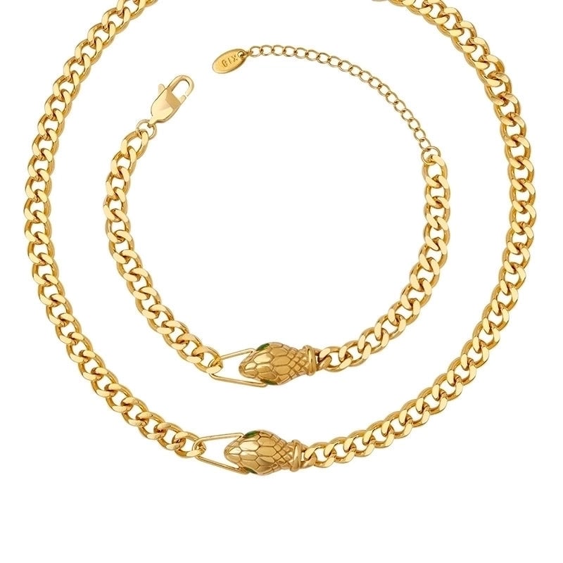 Retro Snake Titanium Steel Inlaid Zircon Bracelets Necklace