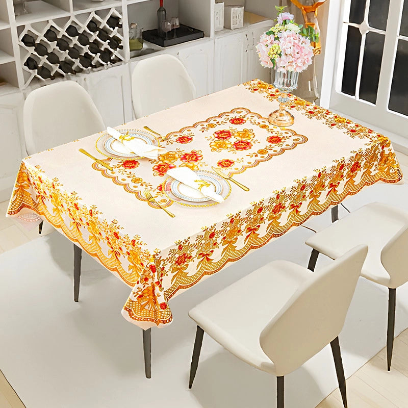 Elegant Classic Style Geometric Flower PVC Tablecloths Artificial Decorations