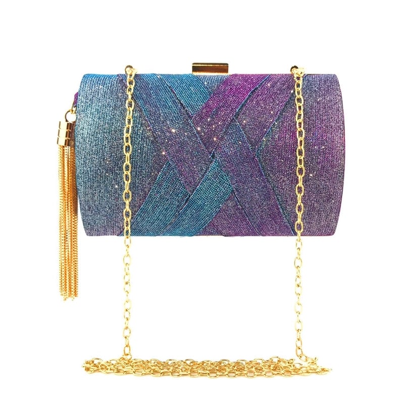 Satin Solid Color Tassel Square Evening Bags