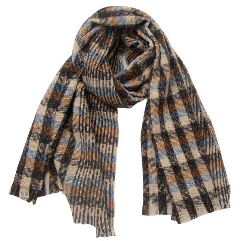 Unisex Casual Minimalist Lattice Polyester Tassel Scarf