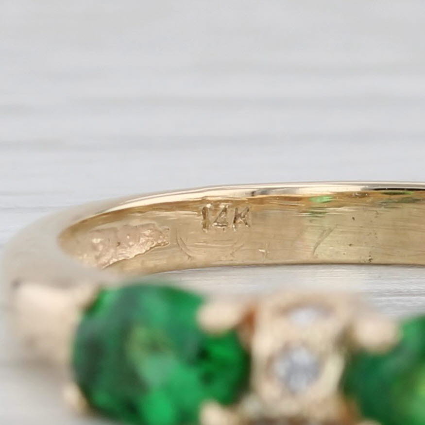 0.88ctw Green Chrome Diopside Diamond Ring 14k Yellow Gold Stackable Size 8.75