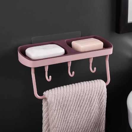 Wall Mounted Drain Suction Cup Soap Dish Bathroom Storage Rack Sponge Holder