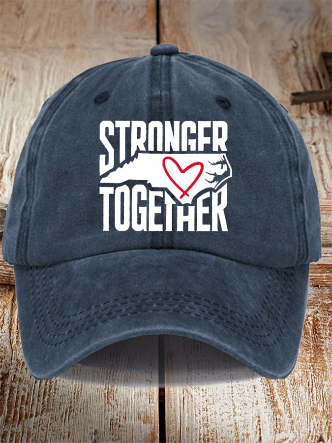 Unisex Distressed Washed Cotton Stronger Together Hat