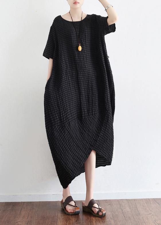 Elegant o neck linen clothes Tutorials black Dress summer