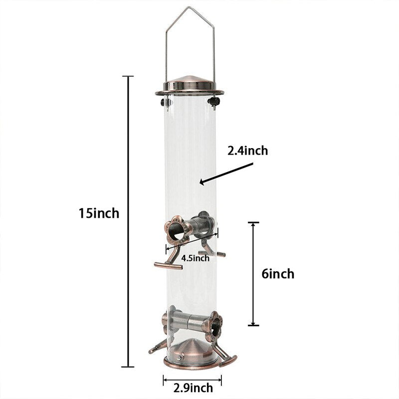 Bird Feeder Tube Hanging With Feeding Ports