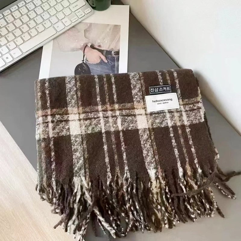 Women's Lady Minimalist Lattice Imitation Cashmere Scarf
