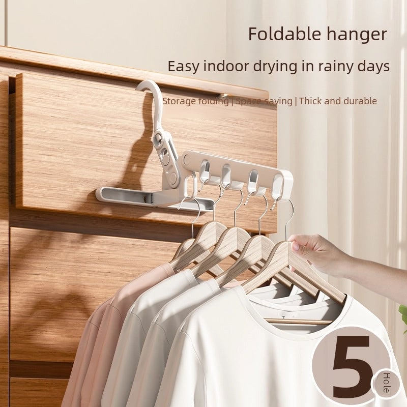 Household Five-hole Folding Clothes Hanger Student Indoor Travel Clothes Hanger Multi-functional Portable Universal Clothes Hanger