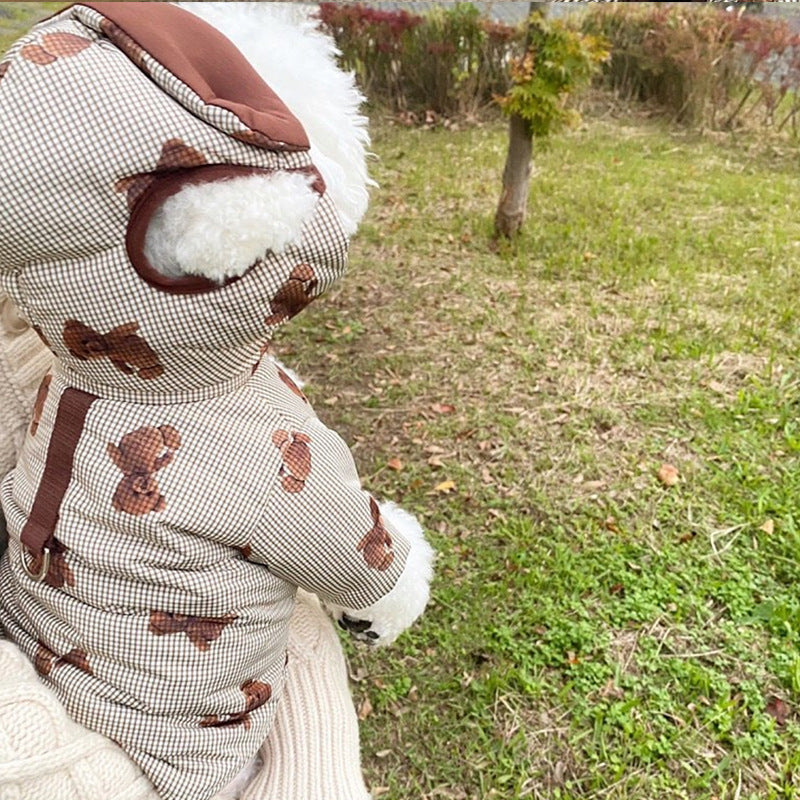 Bear Printed Plaid Jacket Harness