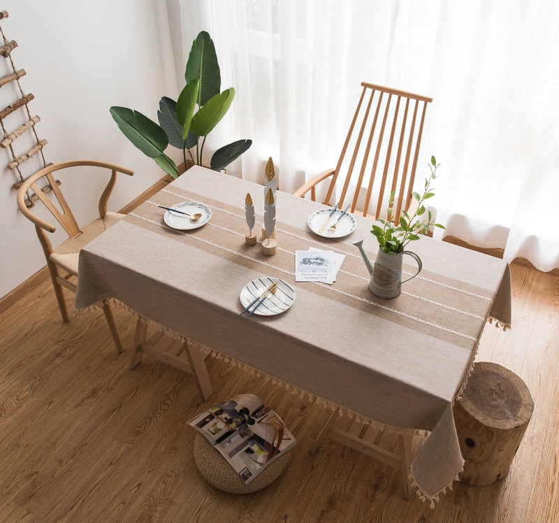 Waterproof Style  Imitation Cotton And Linen Small Fresh Style Tablecloth Artistic Round Table Coffee Table Table Fabric Rectangular Tablecloth
