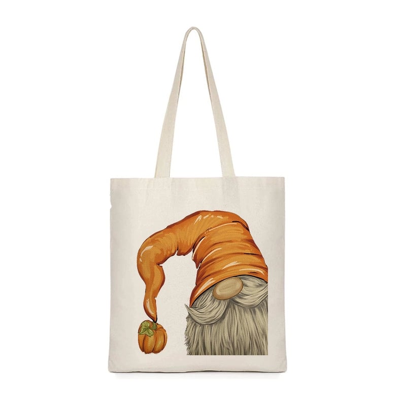 Halloween Women's Canvas Pumpkin Letter Cute Square Open Canvas Bag