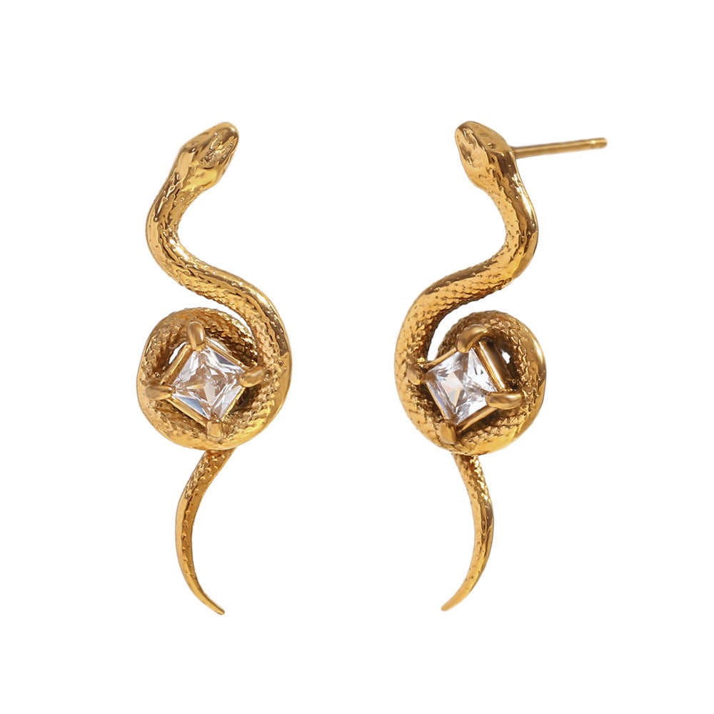 Fashion Stripe Round Geometric Stainless Steel Electroplating Earrings