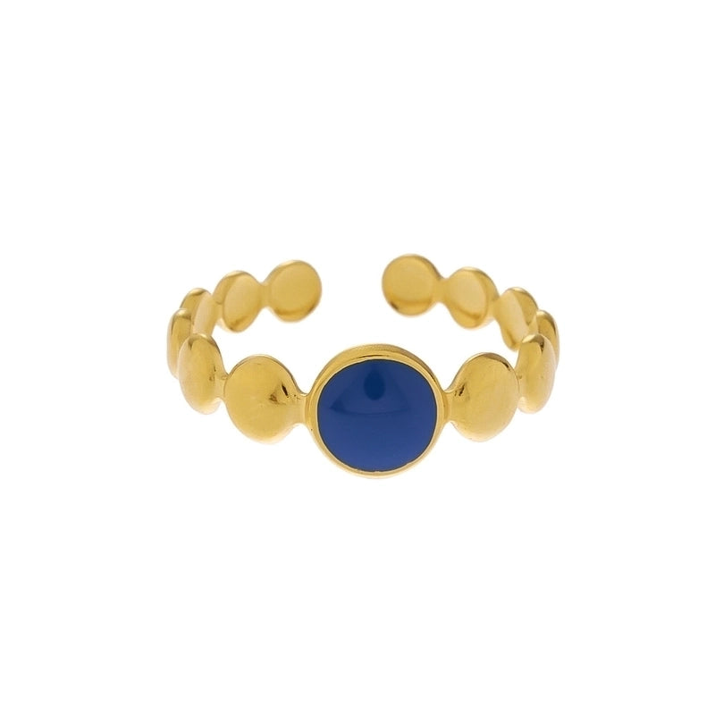Vintage Style Color Block Stainless Steel 18K Gold Plated Plating Open Rings
