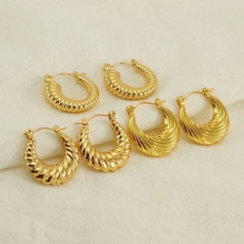1 Piece Minimalist Classic Style Solid Color Polishing Plating Stainless Steel Titanium Steel Titanium Steel 18K Gold Plated Earrings