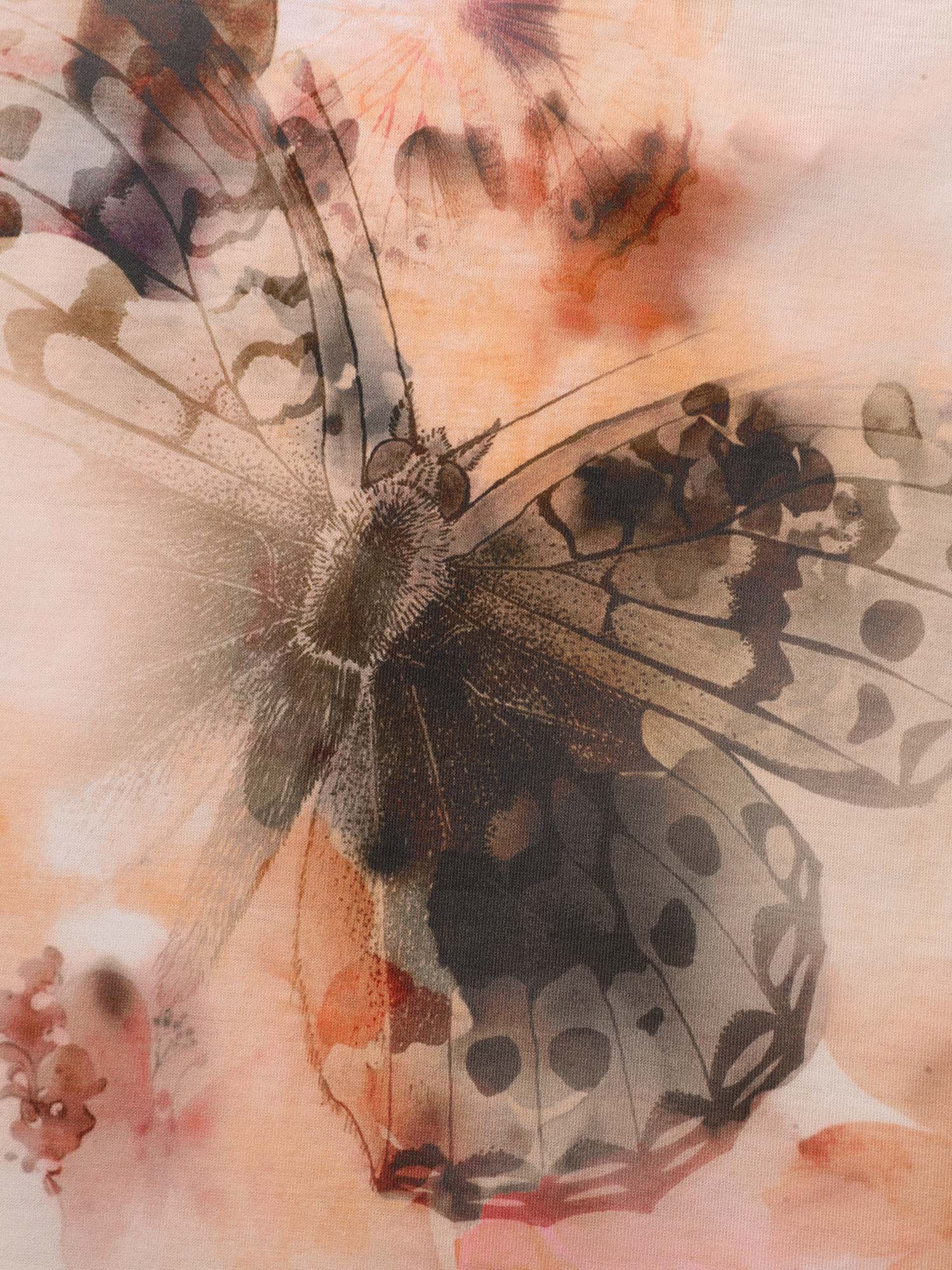 Stretchy Butterfly Print V Neck T-Shirt