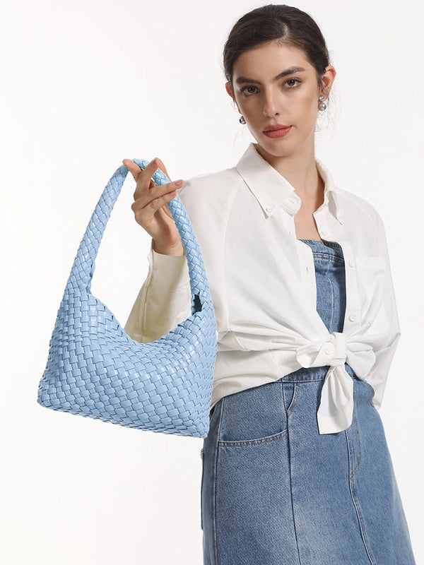 Women's Medium Pu Leather Solid Color Classic Style Streetwear Weave Square Magnetic Buckle Underarm Bag