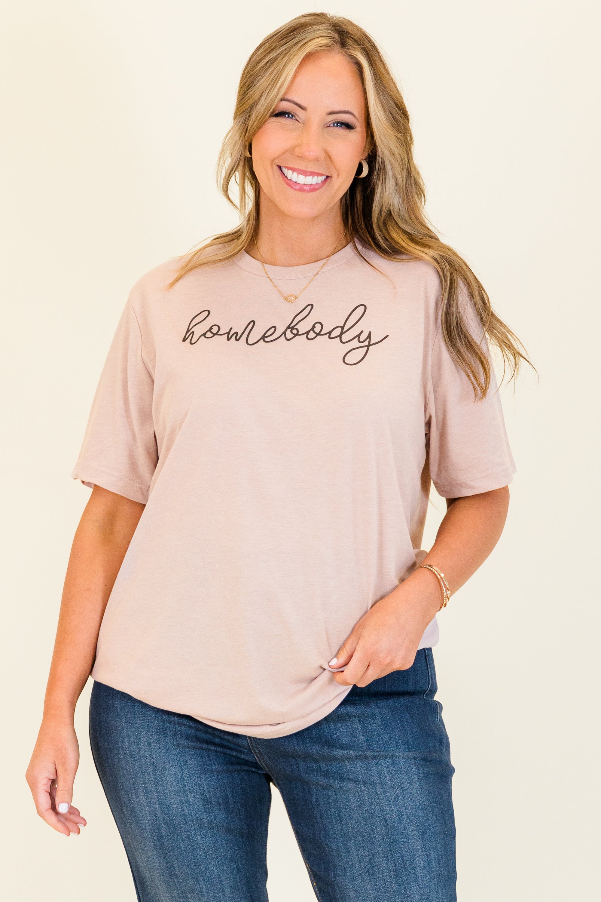 Homebody Tee. Heather Pink Gravel