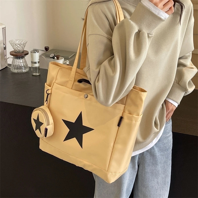 Women's Large Canvas Star Classic Style Zipper Tote Bag