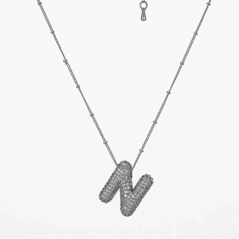 Copper Gold Plated Silver Plated IG Style Minimalist Plating Inlay Letter Zircon Pendant Necklace
