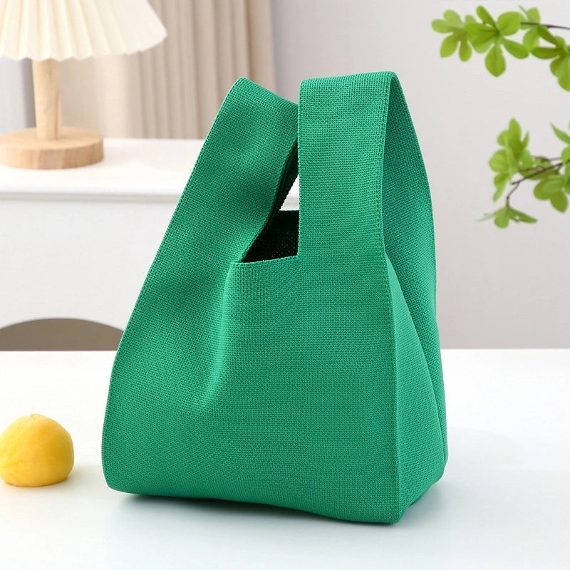 Women's Small Knit Solid Color Basic Classic Style Open Handbag