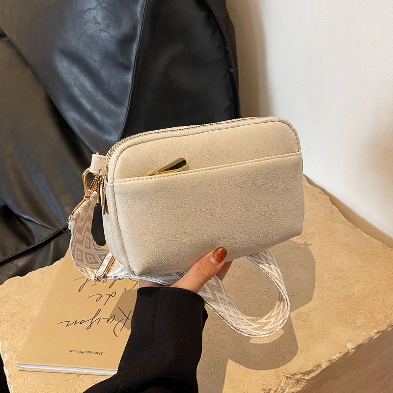 Women's Pu Leather Geometric Solid Color Elegant Classic Style Square Zipper Shoulder Bag Crossbody Bag
