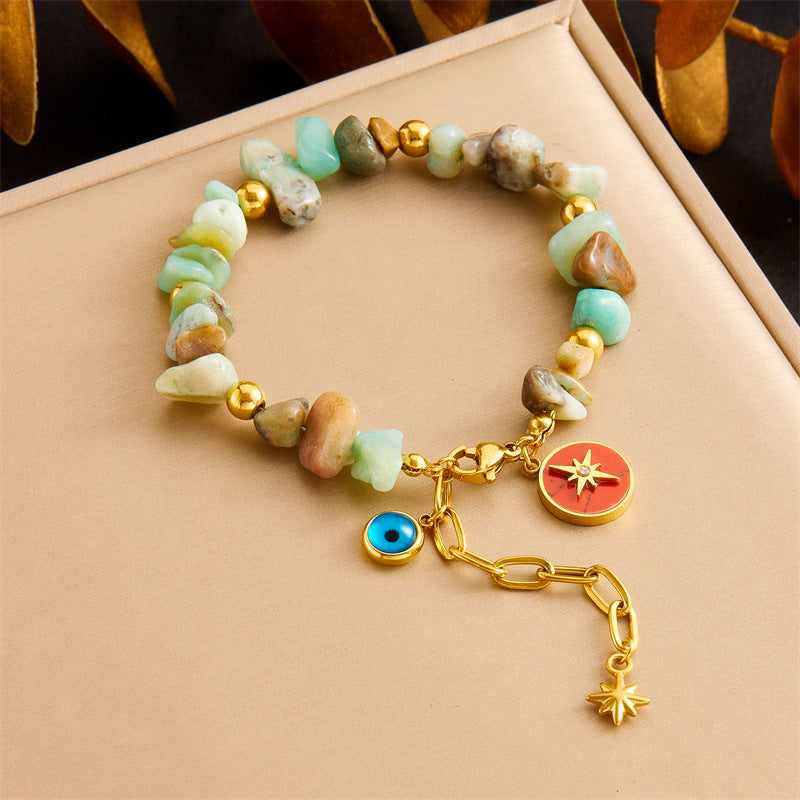 Colored Natural Stone Beaded Bracelet Turquoise Love Crown Epoxy Small Elephant Star Bracelet Autumn And Winter