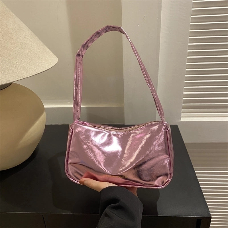 Women's Small Pu Leather Solid Color Streetwear Square Zipper Underarm Bag