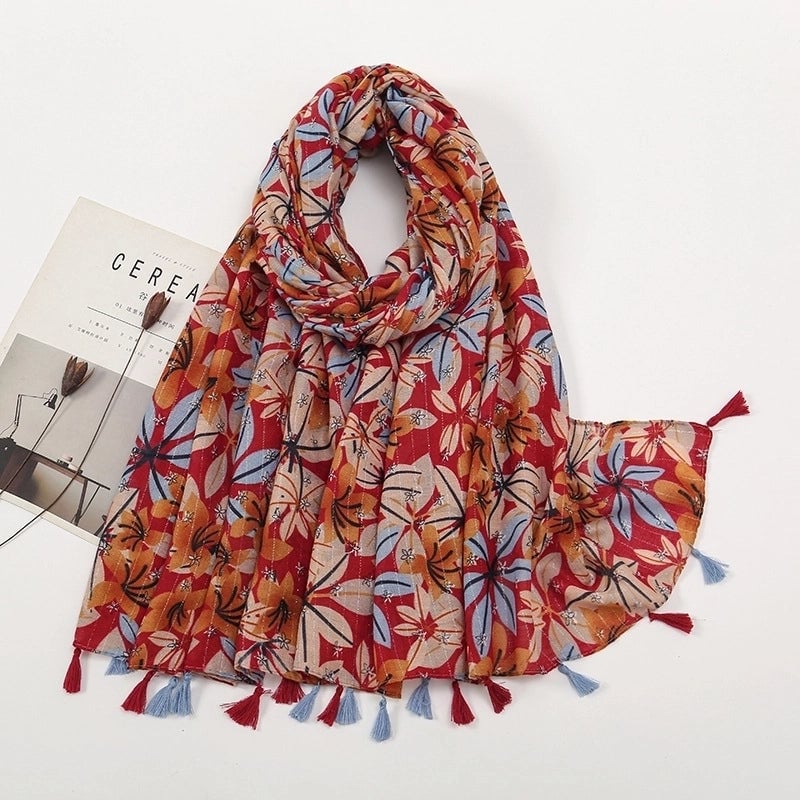 Women's Sweet Color Block Polyester Printing Scarf
