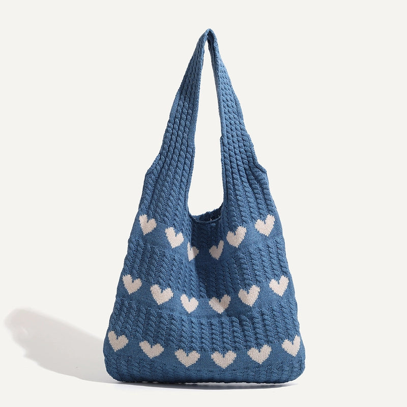 Women's Large Polyester Heart Shape Basic Square Open Tote Bag