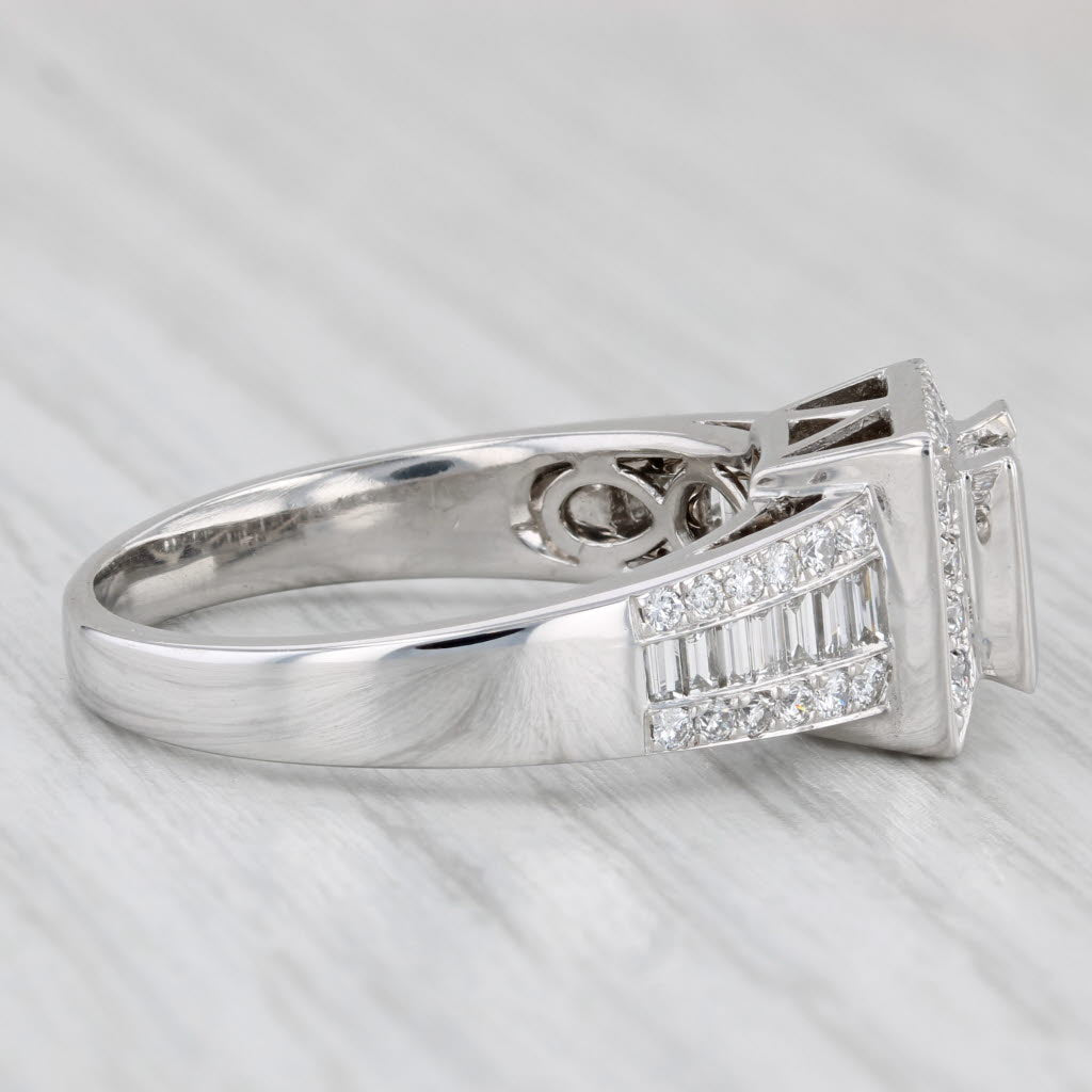 1.22ctw Princess Diamond Halo Engagement Ring 14k White Gold Size 10.5