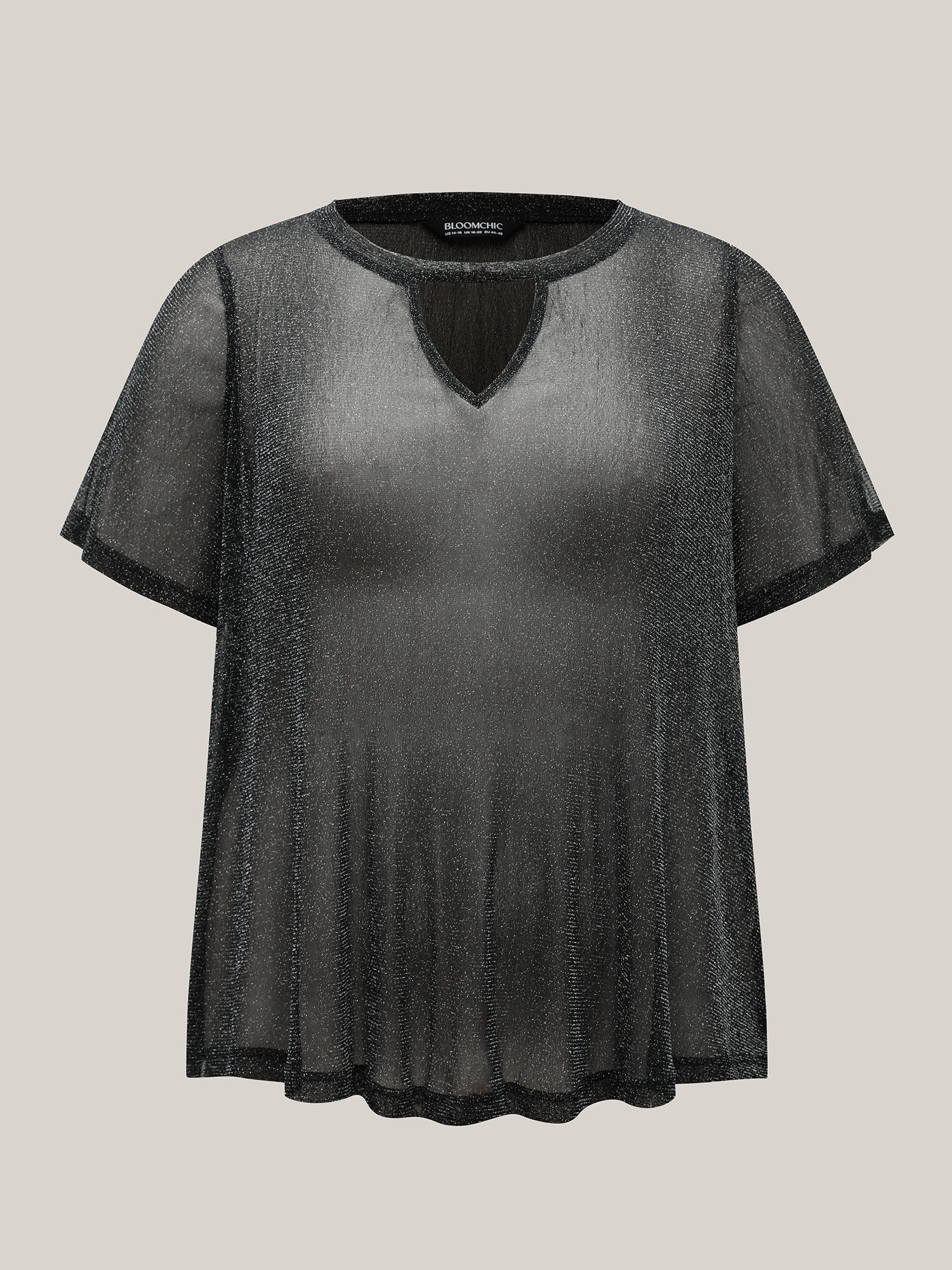 Luxe Sheer Stretchy Neck Cut-Out Solid Top