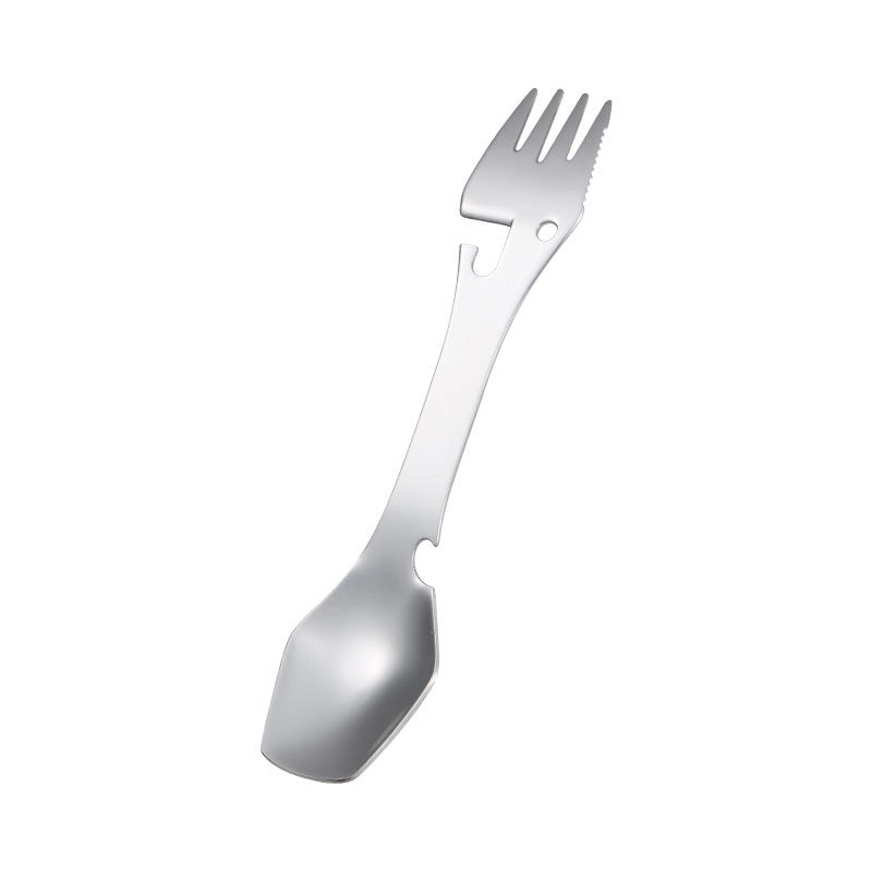 Stainless Steel Multi-purpose Knife. Fork And Spoon Bottle Opener Canned Open 5 In 1 Spoon Fork Outdoor Camping Portable Tableware