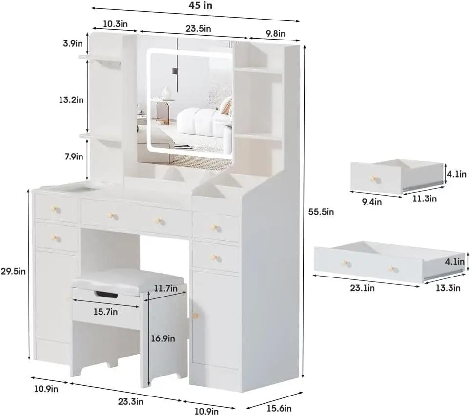 45inch Vanity Set Makeup Vanity Table with Charging Station