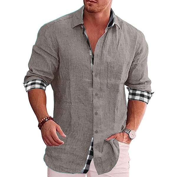 2023 Gentleman Paneled Casual Buttons Pocket Line Shirt-Buy 2 Free Shipping