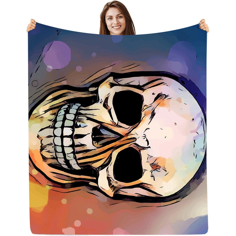 Halloween Casual Flower Bat Skull Polyester Blanket Couch & Sofa Decor