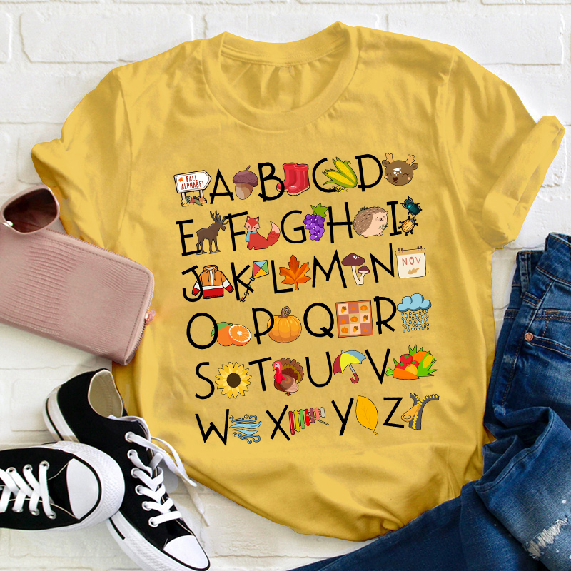 Fall Alphabet Teacher T-Shirt