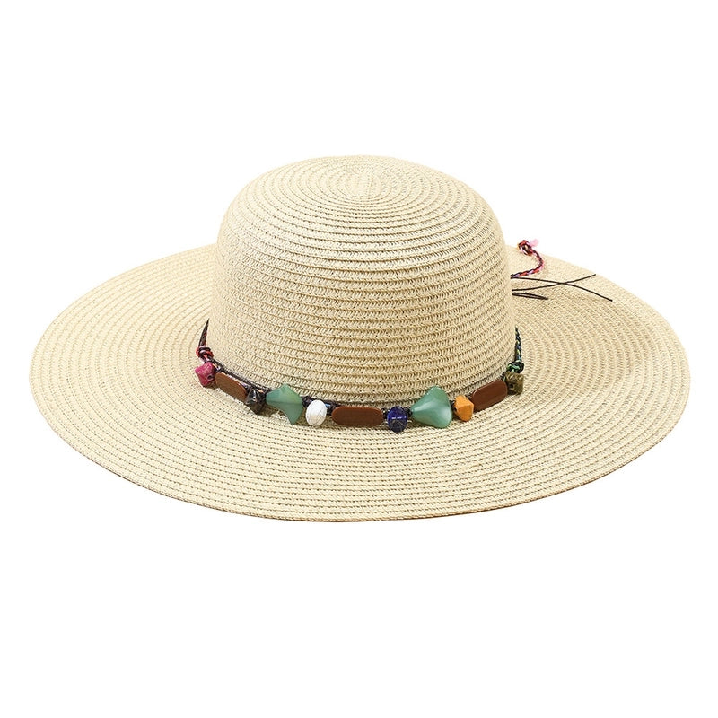 6 Pieces Women's Bohemian Solid Color Big Eaves Sun Hat