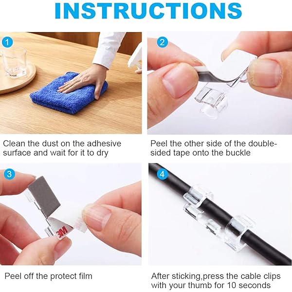 Self Adhesive Transparent Cable Clips Wire Holder Sticky Heavy Duty Cable Clips