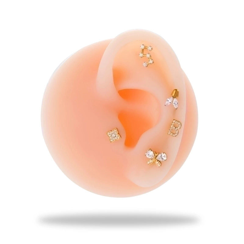 1 Piece Ear Cartilage Rings & Studs Minimalist  Flower Butterfly Pure Titanium Plating Inlay Zircon
