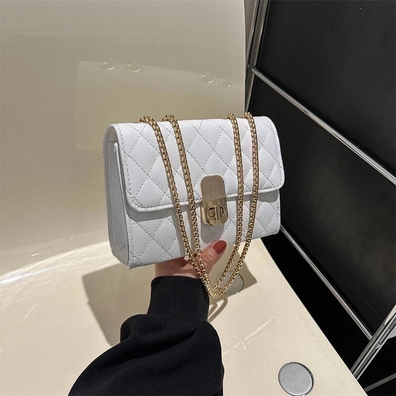 Women's Pu Leather Solid Color Basic Streetwear Square Flip Cover Shoulder Bag Crossbody Bag