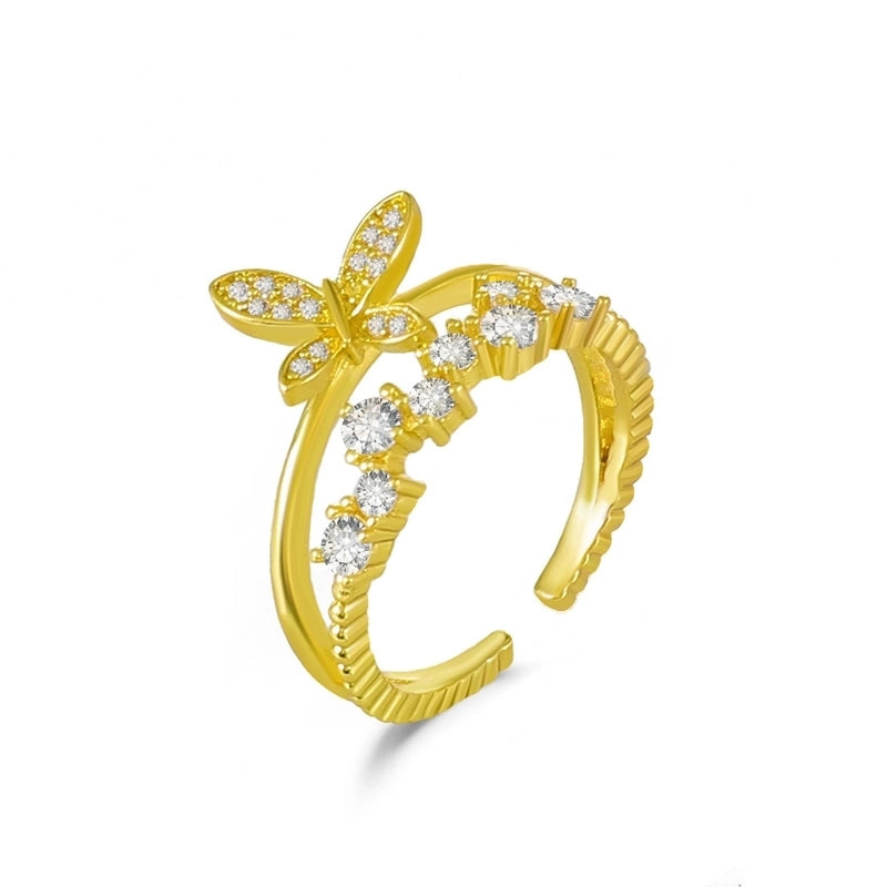 Lady Fashion Shiny Devil's Eye Heart Shape Flower Copper Plating Inlay Artificial Rhinestones Artificial Pearls Zircon Open Ring Rings