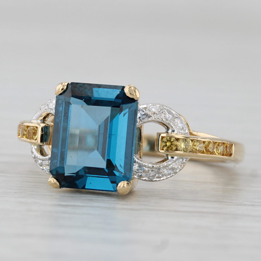 Krementz 3.76ctw Lab Created Blue Spinel Diamond Sapphire Ring 18k Gold Sz 6.75