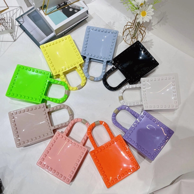 Women's Mini All Seasons Pvc Solid Color Fashion Square Open Handbag
