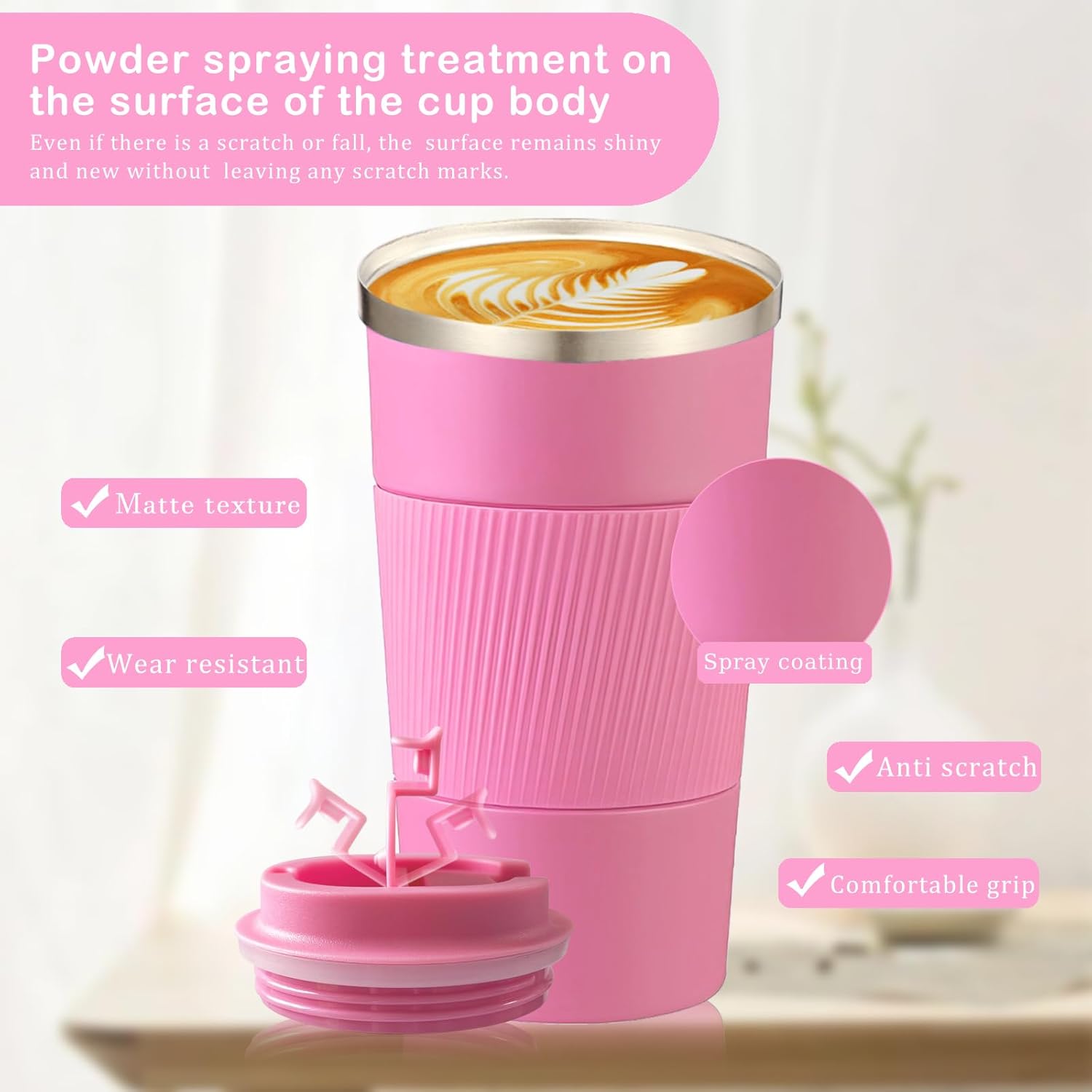 Senshuomy Travel Mug, Insulated Coffee Cup with Leakproof Lid, Reusable Coffee Cups Travel Cup, Stainless Steel thermaol Mug for Hot Cold Drinks (Green 380ml)