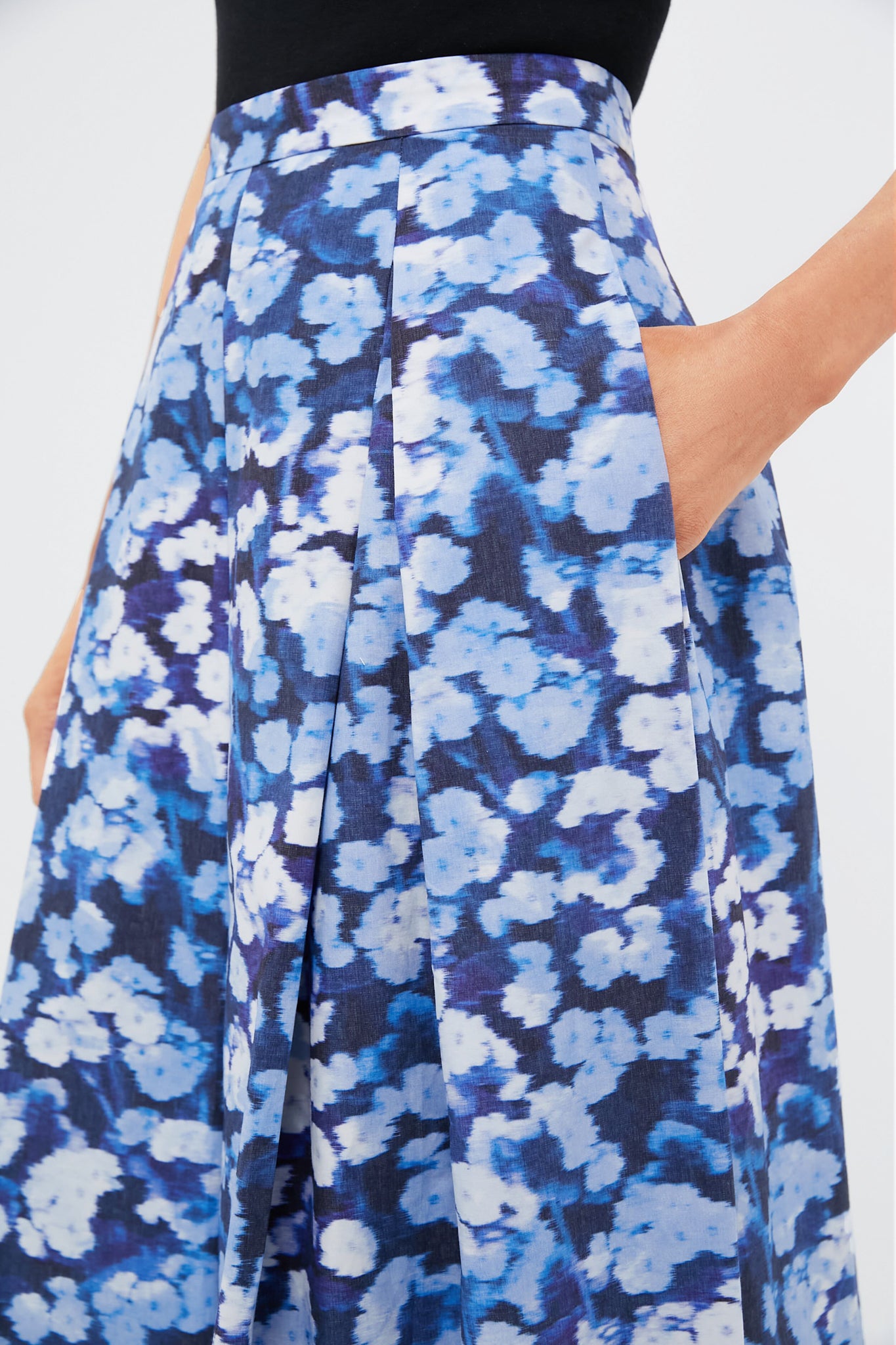 Havelock Blossom Indigo Pleated Midi Skirt
