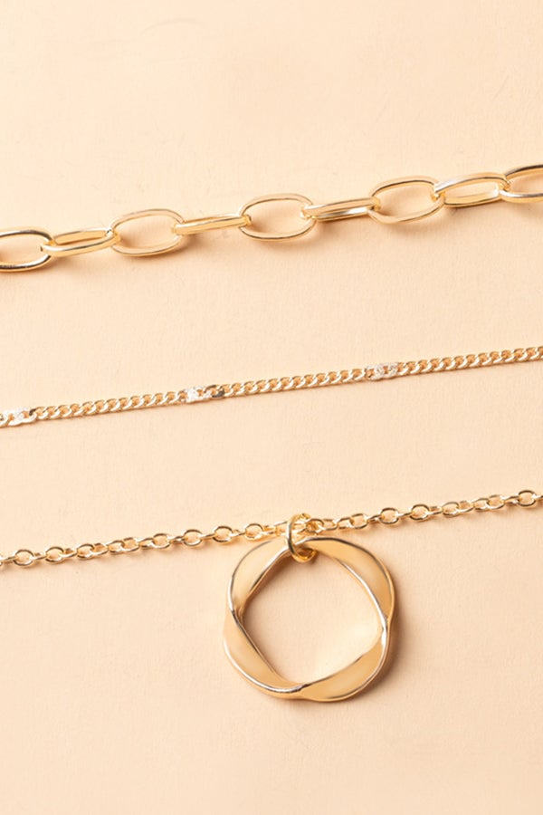 Fashion Circle Charm Layered Necklace