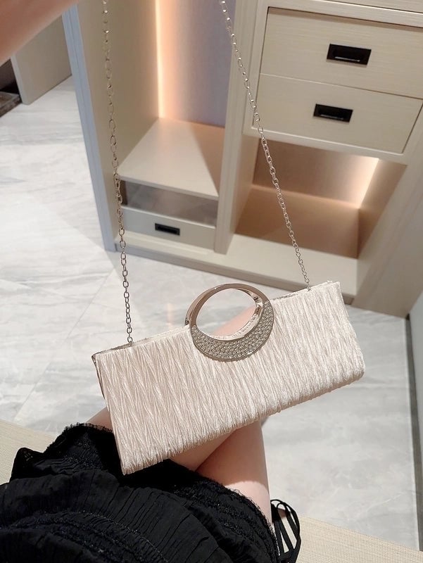 Women's Polyester Solid Color Elegant Square Hidden Buckle Evening Bag
