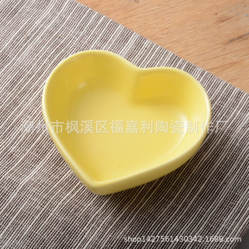 Heart-Shaped Ceramic Small Dipping Dish Household Seasoning Dish For Hotel Restaurant Dessert Snack Dish Dish